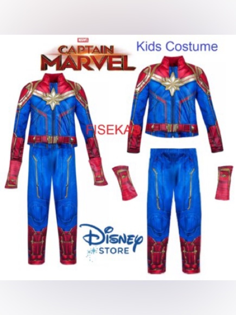 Disney Captain Marvel Kids Costume Jacket & Pants - Blue & Red